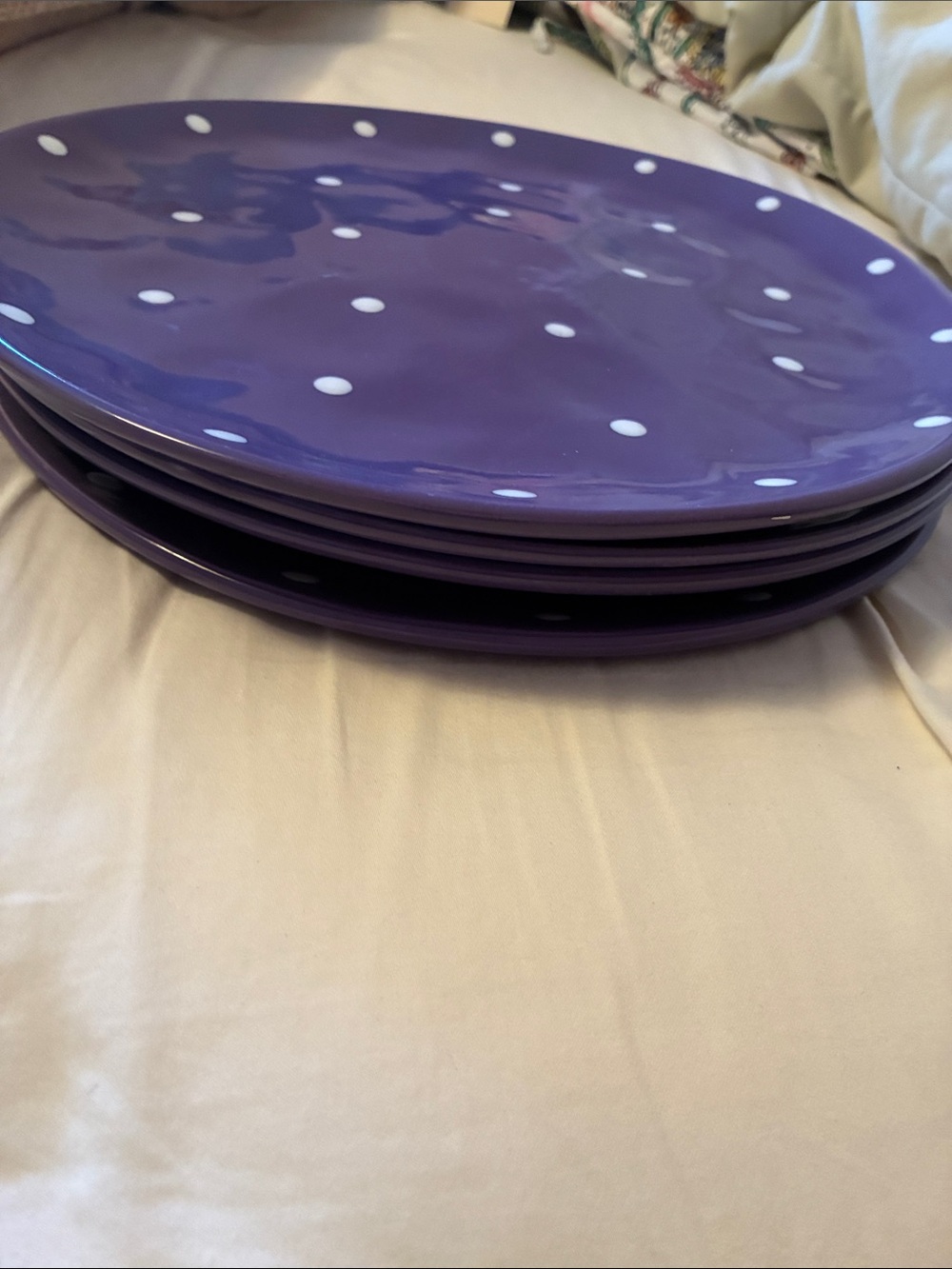 Maxwell Williams Purple Polka Dot Dinner Plates - Set of 4